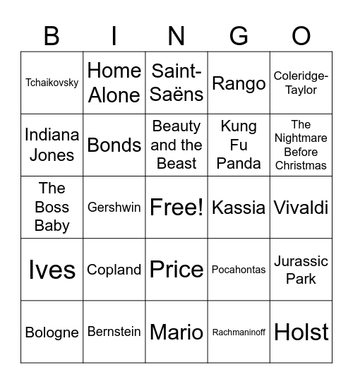 May 14th Bingo Card