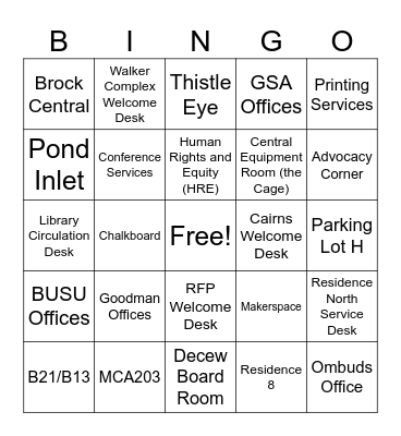 CAMPUS BINGO Card