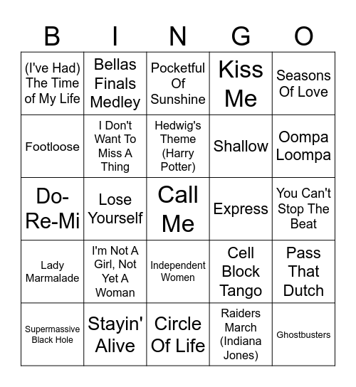 A Night At The Movies Bingo Card