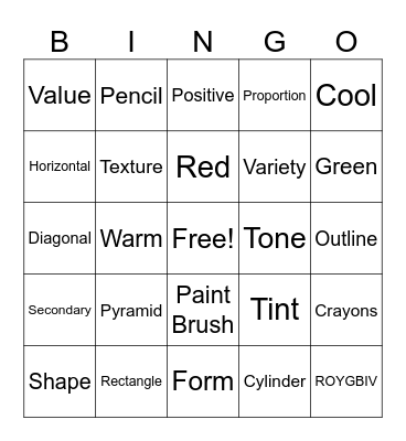 Art Bingo Card