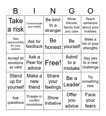 Courage BINGO Card