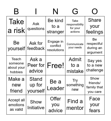 Courage BINGO Card