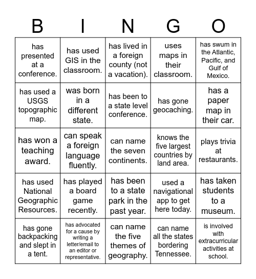 GLI Bingo: Find someone that... Bingo Card