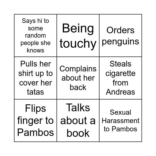 Andrea Bingo Card