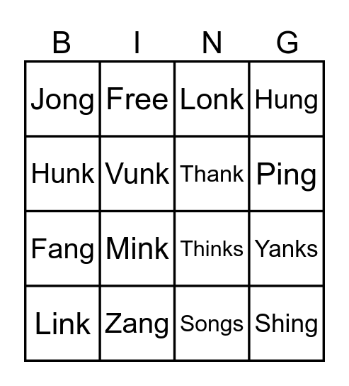 Wilson 2.1 Bingo Card