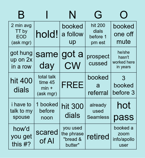 Can only mark one box at a time, no double hitting Bingo Card