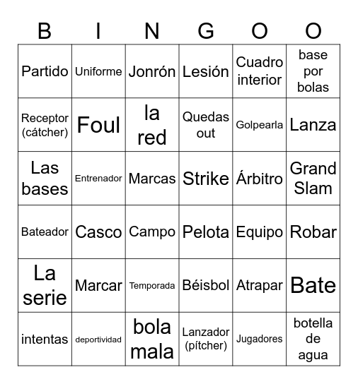 El béisbol (y más) Bingo Card