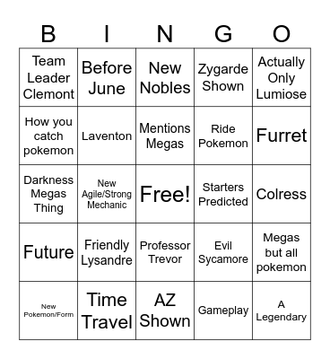 ZA #2 Bingo Card