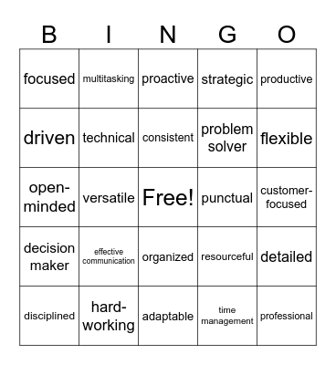 Successful CAT Team Member Bingo Card