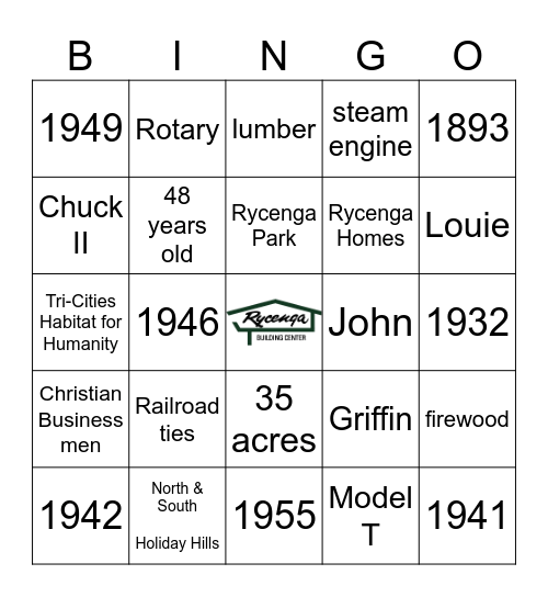 Rycenga Bingo Card
