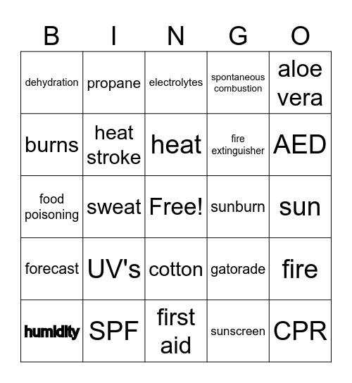 Beat The HEAT Bingo Card