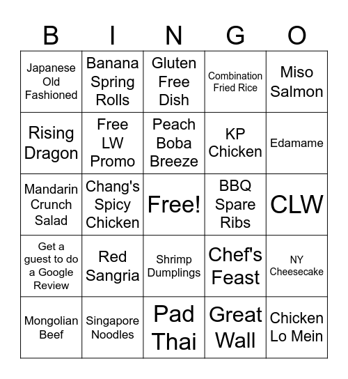 CHANG-O Bingo Card