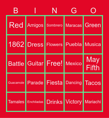 CINCO DE MAYO B I N G O Bingo Card