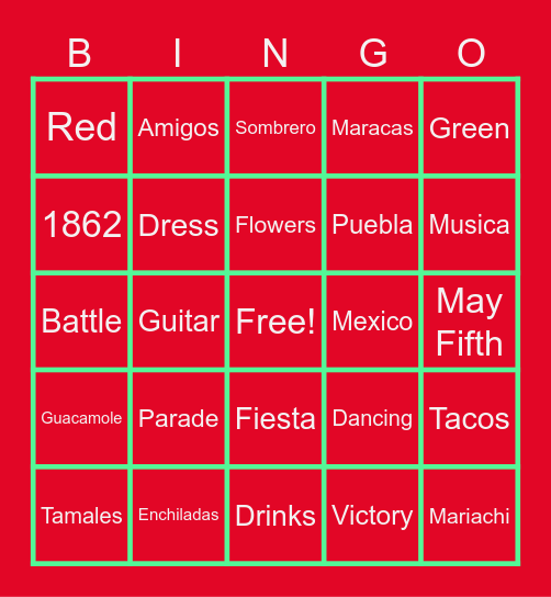 CINCO DE MAYO B I N G O Bingo Card