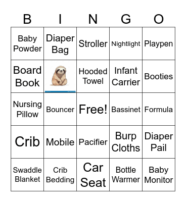 Baby Shower Bingo Card