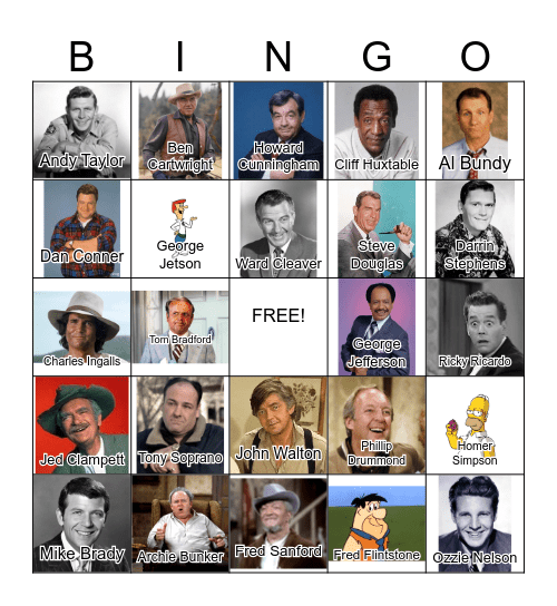 Fathers Day- Famous TV Dads Bingo Card