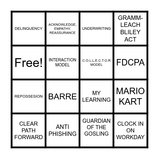 BILL GOSLING BINGO Card