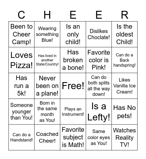 HUMAN BINGO Card