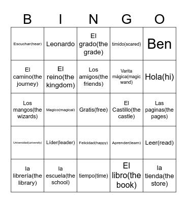 Spanish Bingo Card