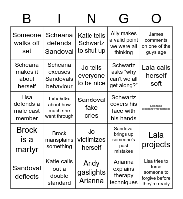 VPR reunion Bingo Card