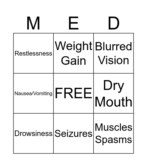 Mental Health Bingo Card