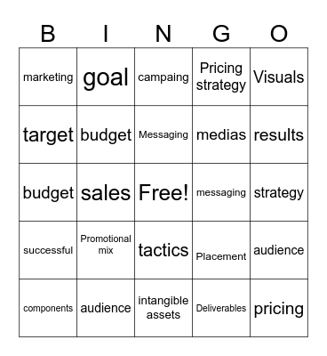 Marketing Bingo card Bingo Card