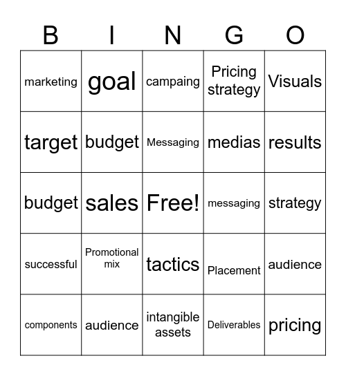 Marketing Bingo card Bingo Card