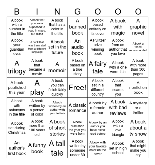 Book Bingo Card