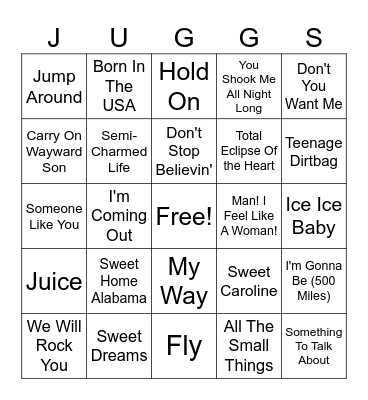 Karaoke Songs Bingo Card