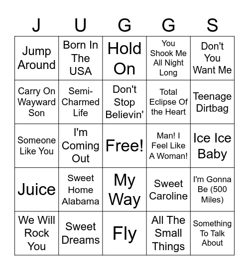 Karaoke Songs Bingo Card