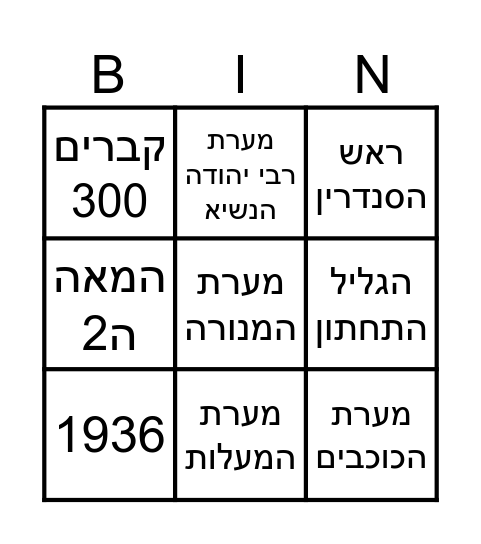 אתר בית שערים Bingo Card