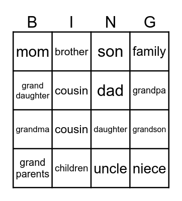 FAMILY Bingo Card