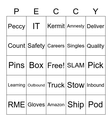 Amazon Bingo Card