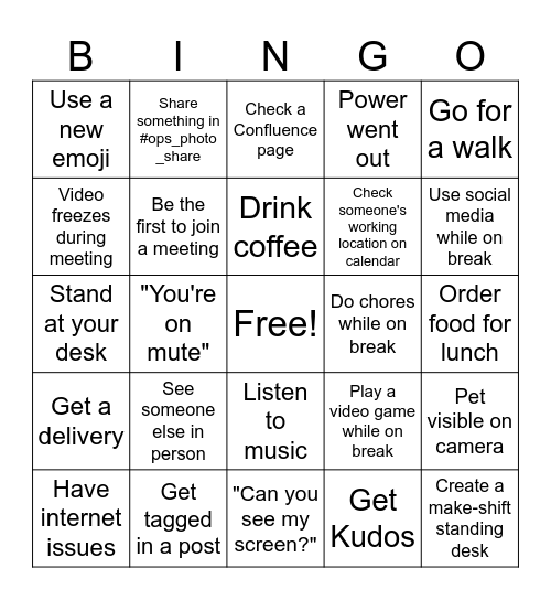 Ops Remote Bingo Card