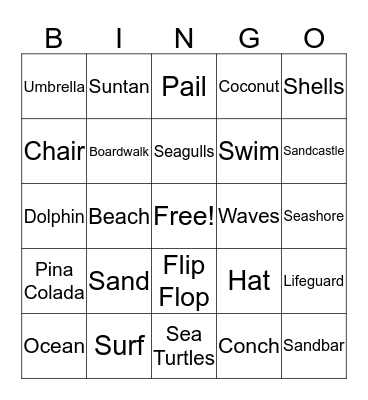 Beach Bingo Card