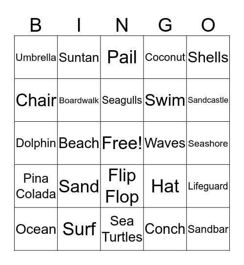 Beach Bingo Card