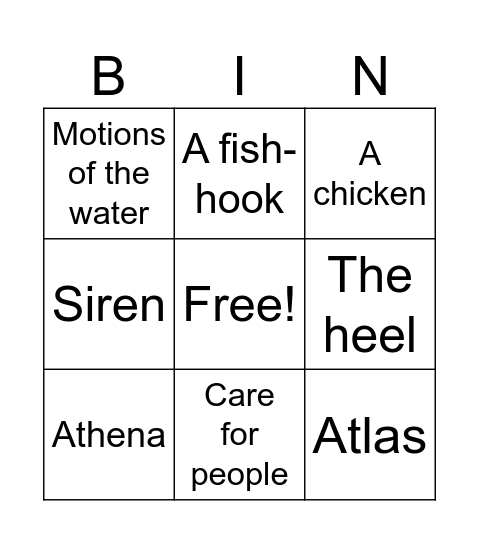 Mythology set 5 Bingo Card