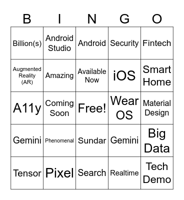 Google I/O Bingo Card