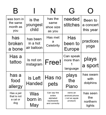 HSCL, CSIL- ACF  Bingo Card