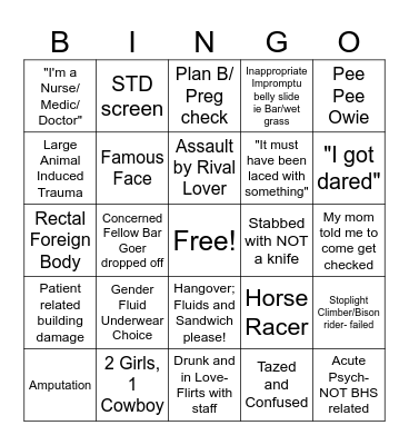 Bucking Horse Bingo Card