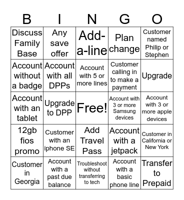 PRO Bingo Card