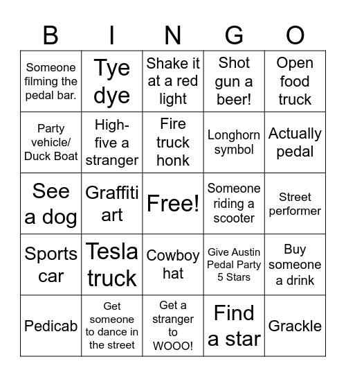 Scavenger Bingo Card