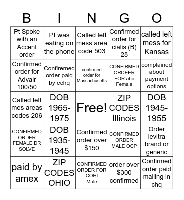 TNM BINGO SALES  Bingo Card