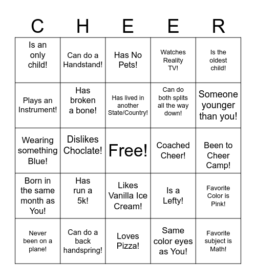 HUMAN BINGO Card