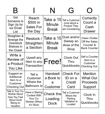 Library Shop Bingo Card