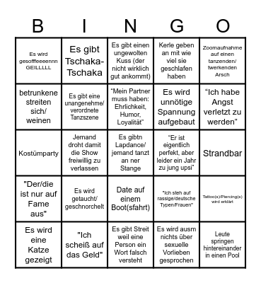 Trash TV Bingo Card