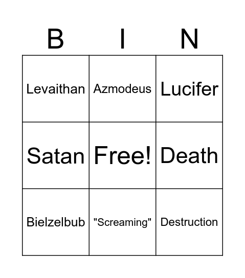 Blues demonic bingo Card