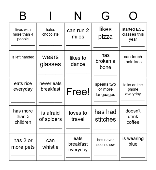 FIND SOMEONE WHO ... Bingo Card