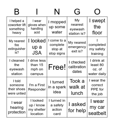 SAFETY BINGO - JUNE 2024 Bingo Card