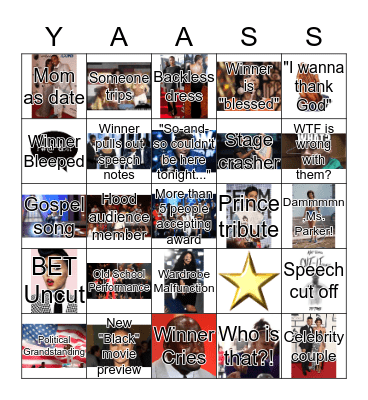 BET Awards 2016 Bingo Card